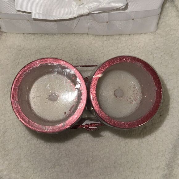 Mikasa set of 2 Christmas Holiday Red Half Glitter LED Wax Pillars - Picture 3 of 8